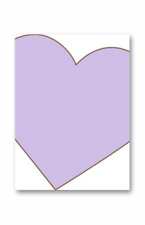 Stylized lavender heart icon is floating on transparent background with brown border in flat design