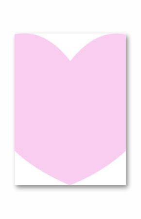 Pastel pink heart symbol is floating at center on transparent background in flat design style