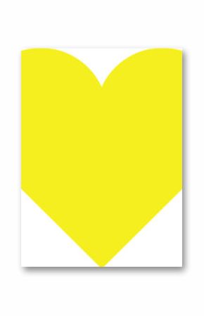 Bright yellow heart shape is being shown in flat vector graphic, with transparent background