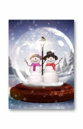 Digitally generated Snowman in a snow globe
