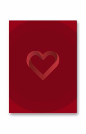 Vector image of heart shape on red circular pattern background with copy space