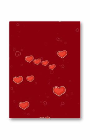 Image of hearts floating over red background