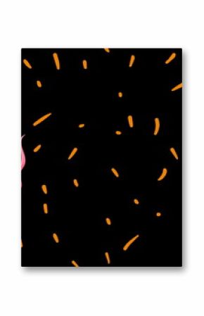 Image of cupid icons and orange lines on black background