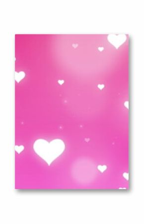 Image of white hearts floating over pink background