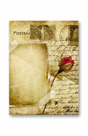 vintage love letter with dry rose