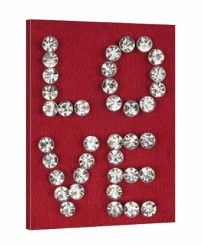 The word " love" made by ​​with rhinestones