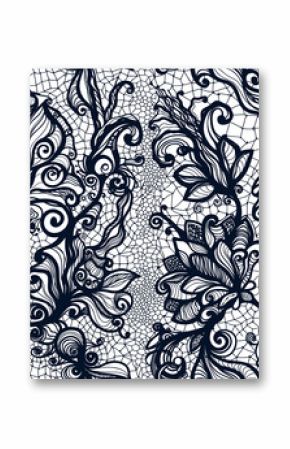 Abstract seamless lace pattern with flowers.