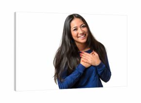 Young woman showing her heartfelt gratitude