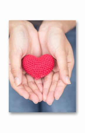 giving love. red heart in women her hand