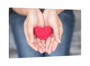 giving love. red heart in women her hand