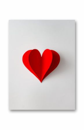 Paper heart shape decoration on white background. Love cocnept. Flat lay.