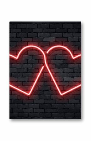 Vector realistic isolated neon sign of Heart for template decoration and layout covering on the wall background. Concept of Happy Valentines Day.