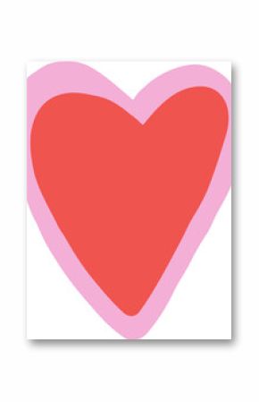 Showing stylized hand-drawn heart icon on transparent backdrop, featuring red fill and pink border