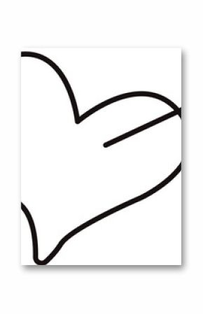 Stylized heart pierced by arrow is being shown in simple line art with transparent background