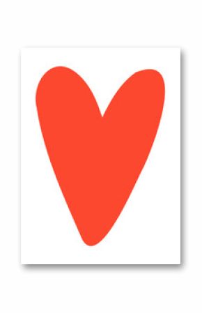 Stylized red heart icon in flat style is floating on transparent background with hand-drawn curves