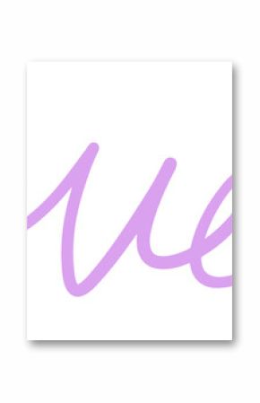 Stylized word love is appearing in transparent vector style, showing smooth lavender cursive curves