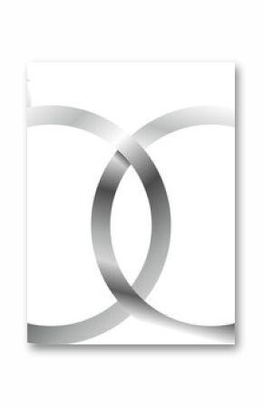 Pair of interlocking rings are showing silver gradient vector design on transparent background