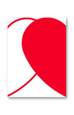 Flat design is showing five red outlined hearts with central solid heart on transparent background