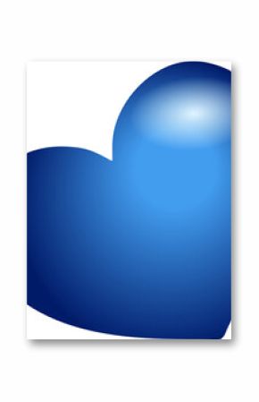 Gradient blue heart icon is showing glossy highlight and radial shading on transparent background