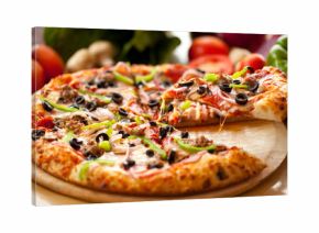 Supreme Pizza lifted slice 3