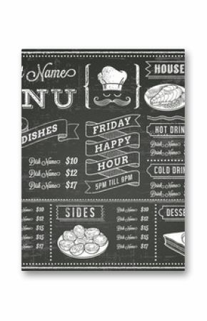 Grunge Chalkboard Restaurant Menu Template