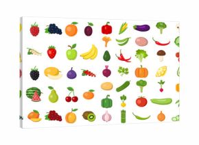 Set of fruits and vegetables. Different colorful vegetables and fruits. All kinds of green vegi and fruit for cooking meals, planting in garden.