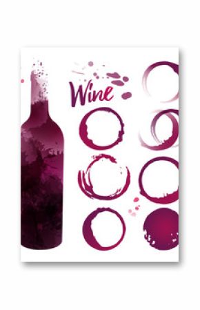 Wine stains set for your designs. Color texture red wine or rose wine. Vector