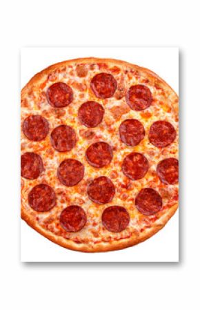 Pepperoni pizza. Italian pizza on white background.