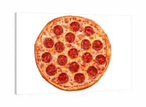 Pepperoni pizza. Italian pizza on white background.