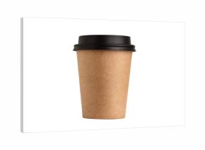 Blank take away kraft coffee cup isolated on white background.