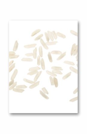 rice grains isolated on white background. Top view. Flat lay