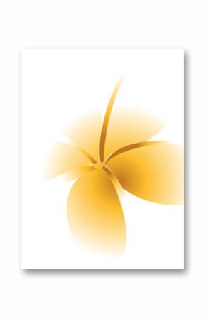 Plumeria-like flower is floating in flat vector with five gradient petals on transparent background