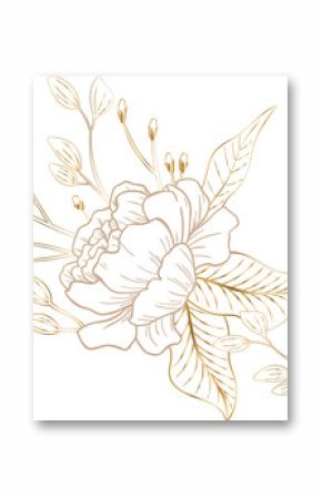 Showing layered two-tone floral vector with veined leaves, slender buds on transparent background