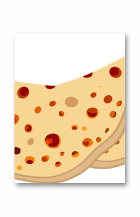 Beige spotted flatbreads are overlapping on transparent plane, showing soft texture in flat design
