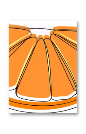 Flat design orange wedge is showing citrus with thick rind and pith on transparent background