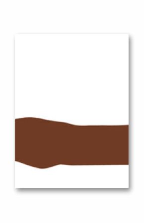 Stylized flat design branch is extending with two green leaf clusters on transparent background