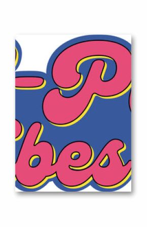 Retro logo is showing pink K-Pop Vibes with yellow trim and Korean text on transparent background