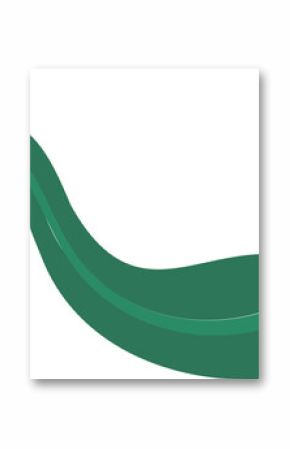 Abstract green leaf-wave is flowing in flat design, with two-tone stripe on transparent background