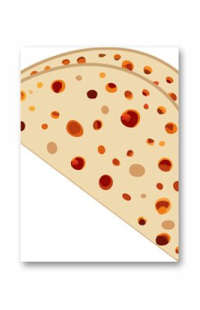Folded tortillas are being shown in flat design with char spots, transparent background
