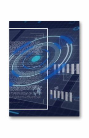 Displaying panel showing VARIABLE CRYPTO ALGORITHM text on grid, with ring graphic, bar charts