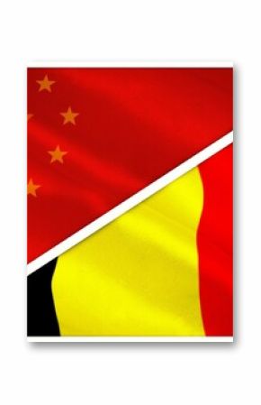 Close-up of Chinese and Belgium flags