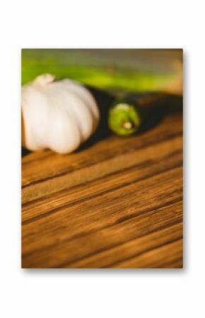 Various vegetables on wooden table