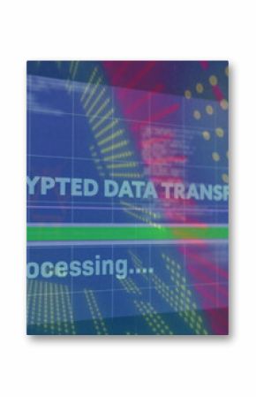 Showing encrypted data transfer message on screen, with processing text and green progress bar