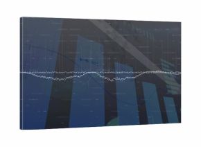 Displaying blue bar chart with white waveform, blue trend line, grid overlays and labels in console