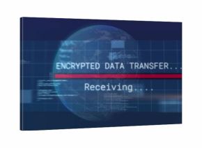 Displaying central HUD elements pulsing on virtual dashboard, with globe and red progress bar