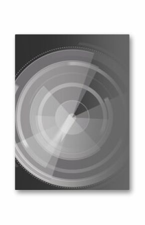Image of clock moving fast and scope scanning on grey background