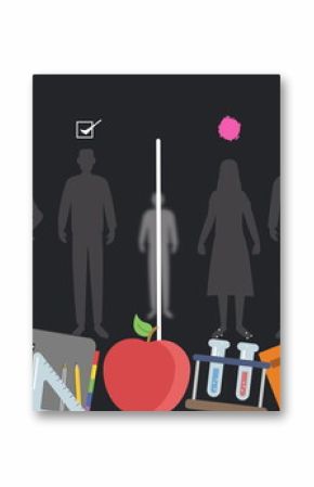 Image of people icons infected by covid and healthy with school icons