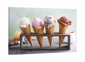 Variety of ice cream cones