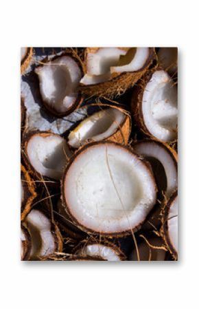 many dry coconut cut into half