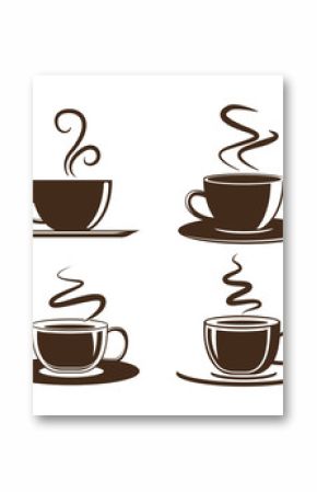 Ikona filiżanka kawy. Zestaw kubków wektor z kawą. Logo filiżanki kawy.